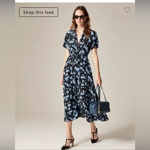 NWT J. Crew Tall Cerise shirt-dress in blurry floral crepe de chine